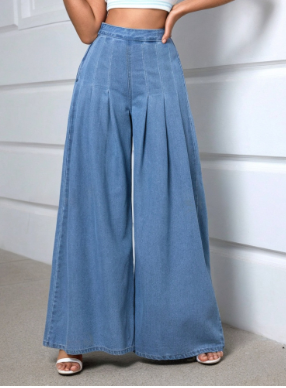 Elegant Loose-Fit Sky Blue Denim Jeans Elegance Lifestyle
