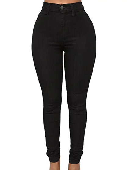 Black Chic High Waist Slim Jeans Elegance Lifestyle