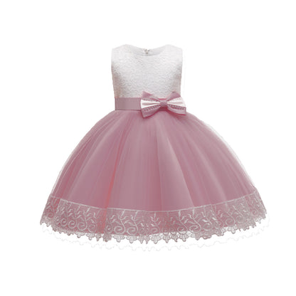 Lace Puffy Yarn Princess Dress for Girls' Performance Elegance Lifestyle