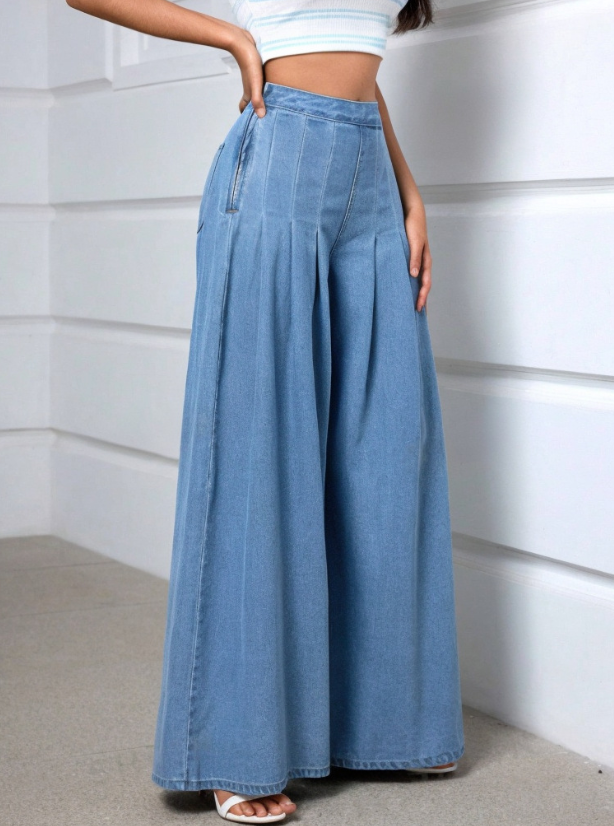 Elegant Loose-Fit Sky Blue Denim Jeans Elegance Lifestyle