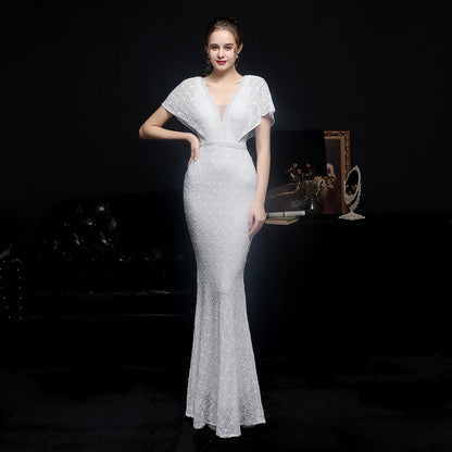 Elegant Women's V-neck Sequin Fishtail Banquet Dress Elegance Lifestyle