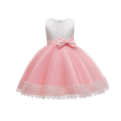 Lace Puffy Yarn Princess Dress for Girls' Performance Elegance Lifestyle