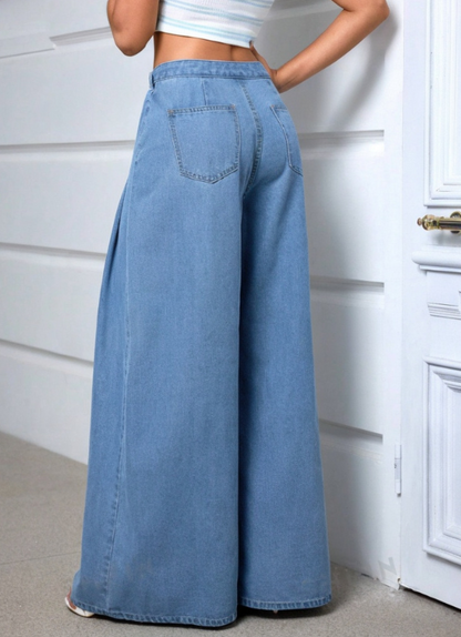 Elegant Loose-Fit Sky Blue Denim Jeans Elegance Lifestyle