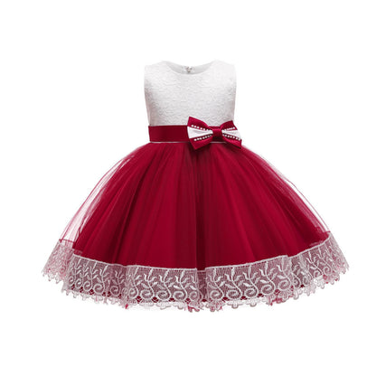 Lace Puffy Yarn Princess Dress for Girls' Performance Elegance Lifestyle