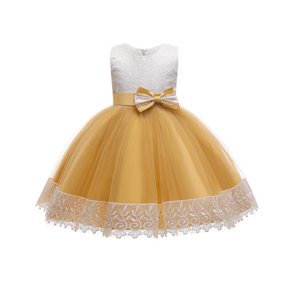 Lace Puffy Yarn Princess Dress for Girls' Performance Elegance Lifestyle